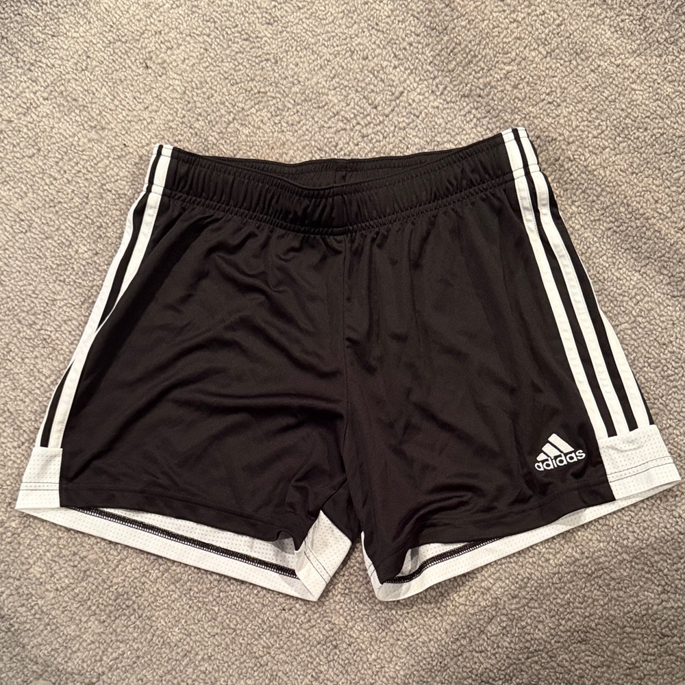 Adidas Black Shorts with White Stripes